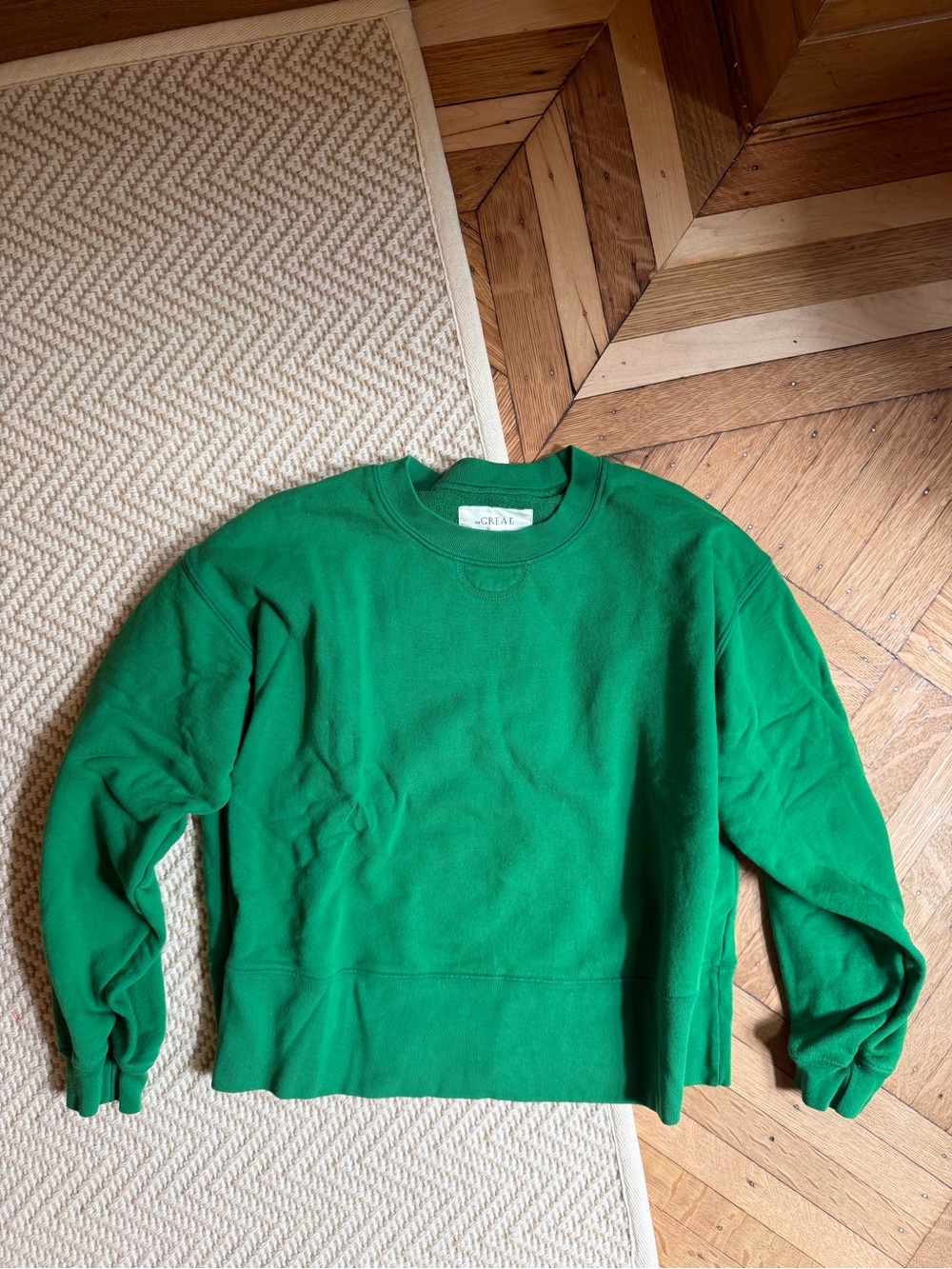 THE GREAT. Emerald Green Crewneck Sweater